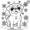 Pug with Snowflake Coloring Pages