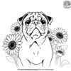 Pug with Sunflower Coloring Pages