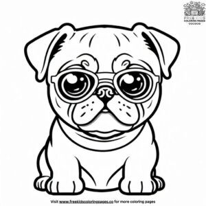 Pug with sunglasses coloring pages