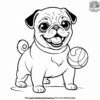 Pug with a Ball Coloring Pages