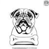 Pug with a Bone Coloring Pages