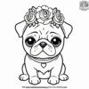 Pug with a Flower Crown Coloring Pages