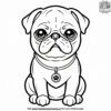 Pug with a Paw Medal Coloring Pages