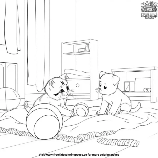 Puppy and kitten coloring pages