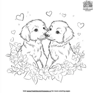 Puppy Love Valentine Coloring Pages