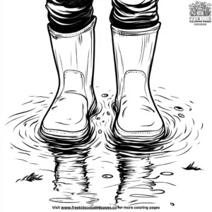 Rain Boots and Puddles Coloring Pages