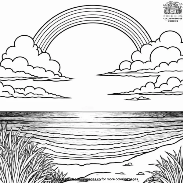 Rainbow sunset coloring pages