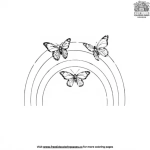 Rainbow and Butterflies Coloring Pages