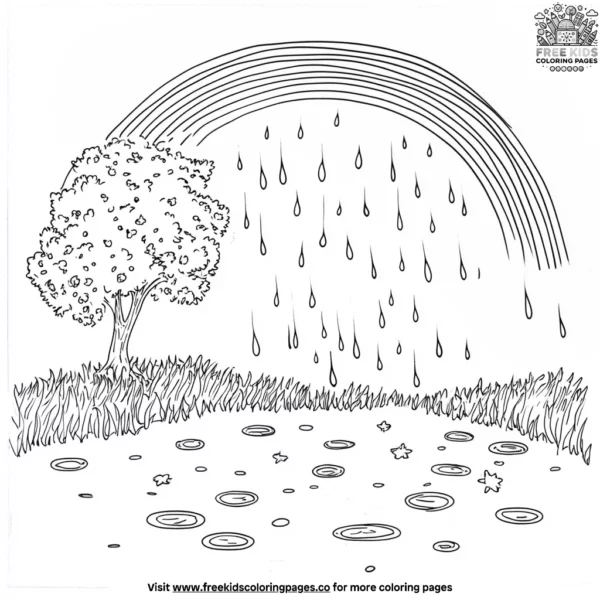 Raindrops and rainbows coloring pages