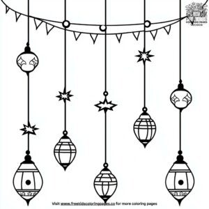 Ramadan Star Garland Decorations Coloring Pages