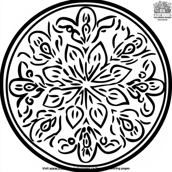 Rangoli art with petals coloring pages