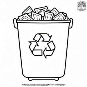 Recycling paper bin coloring pages