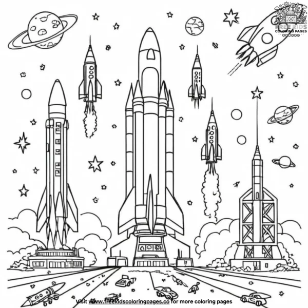 Rocket base coloring pages