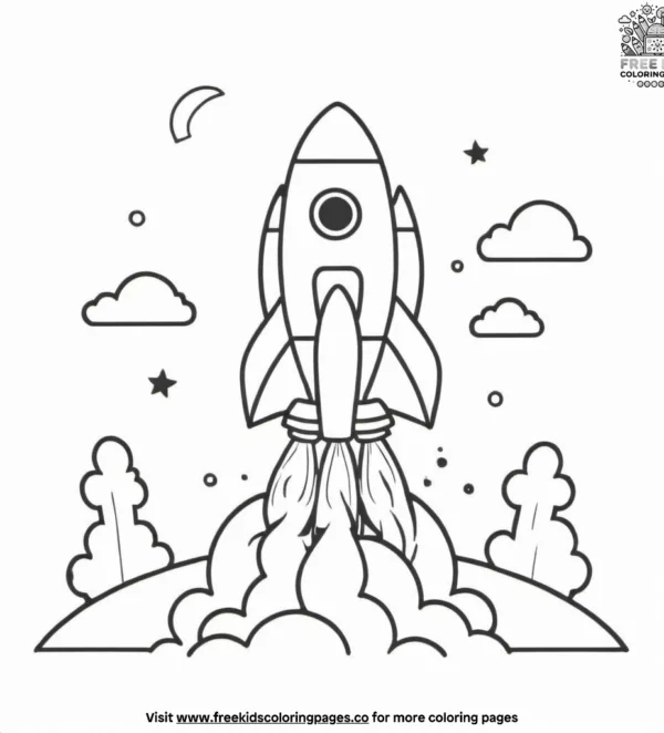 Rocket launch coloring pages