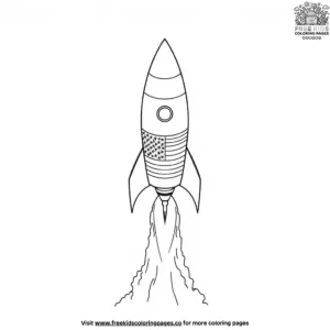 Rocket with USA Flag Coloring Pages