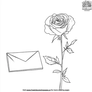 Rose And Envelope Coloring Pages