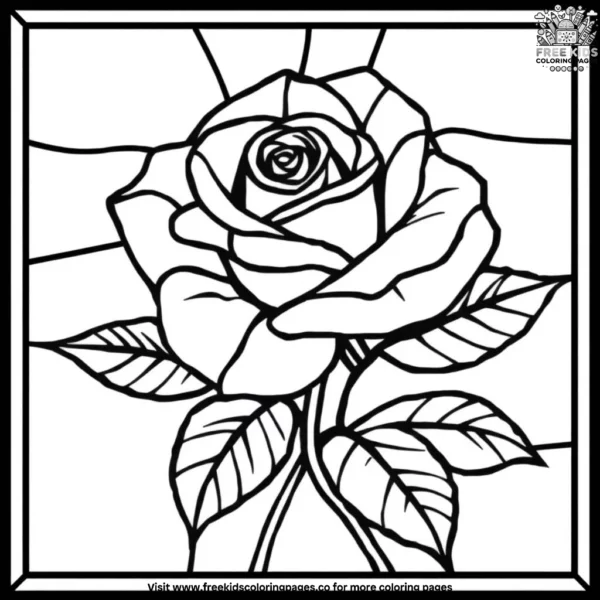 Rose stained glass coloring pages