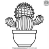 Round Pot Cactus Coloring Pages