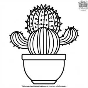 Round Pot Cactus Coloring Pages