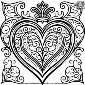 Royal Hearts Design Coloring Pages