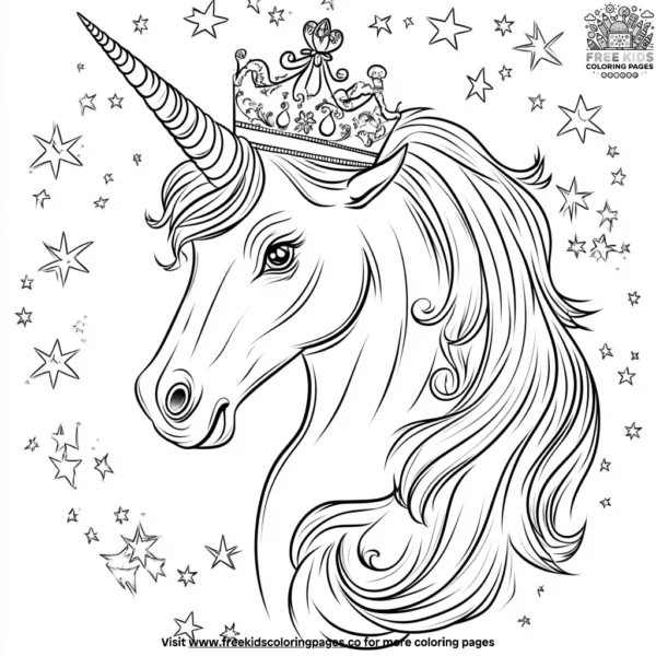 Royal unicorn coloring pages