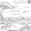 Safari Sunset Coloring Pages