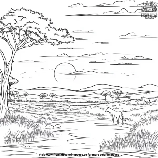 Safari sunset coloring pages