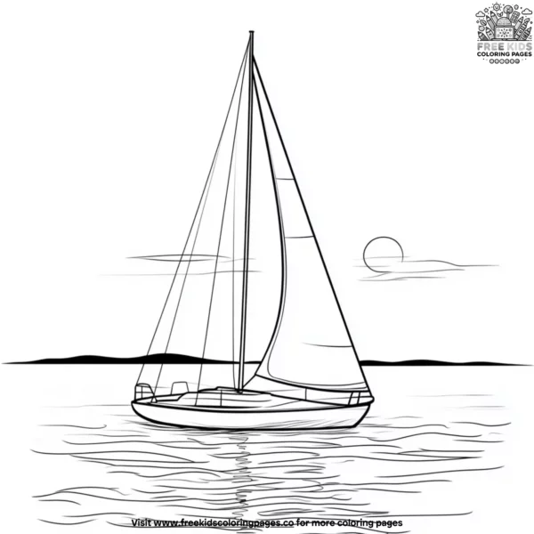 Sailboat sunset coloring pages