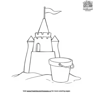 Sandcastle with a Bucket Coloring Pages