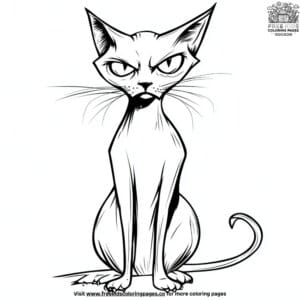 Scary cat coloring pages