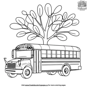 School Bus Under A Tree Coloring Pages