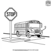 School Bus at a Stop Sign Coloring Pages