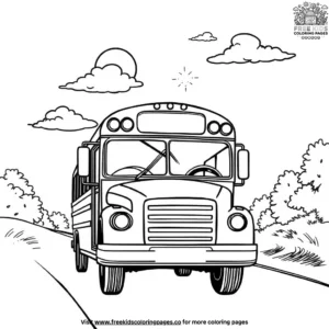 School Bus on a Sunny Day Coloring Pages