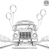 School Bus with Balloons Coloring Pages