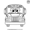 School Bus with Funny Eyes Coloring Pages