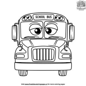 School Bus with Funny Eyes Coloring Pages