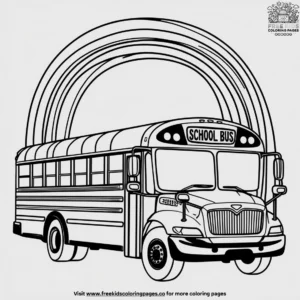 School Bus with a Rainbow Coloring Pages