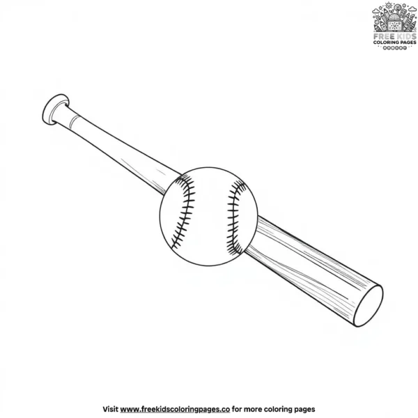 Simple baseball bat and ball coloring pages