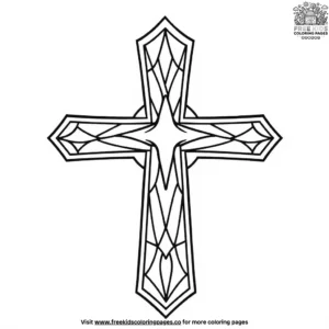 Simple Cross Stained Glass Coloring Pages