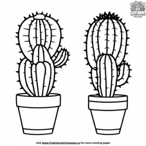 Simple Pot Cactus Coloring Pages