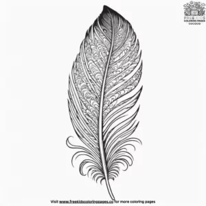 Single Feather Zentangle Coloring Pages