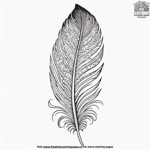 Single feather zentangle coloring pages