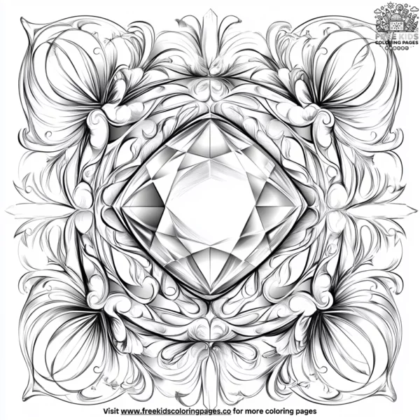 Single gemstone zentangle coloring pages