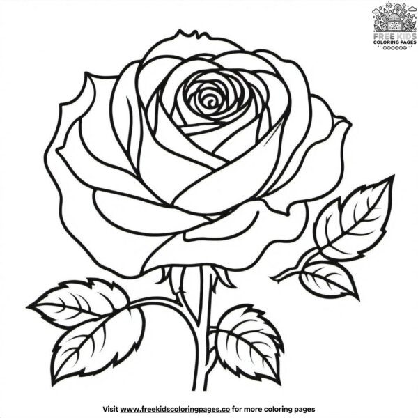 Single rose coloring pages