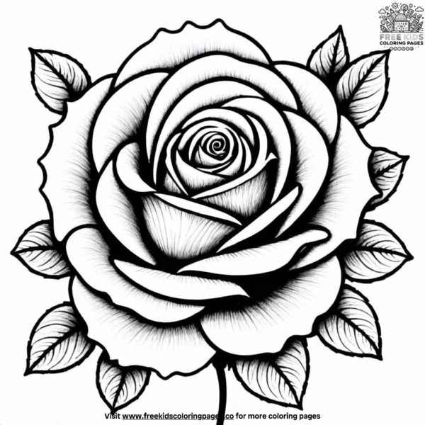 Single rose zentangle coloring pages