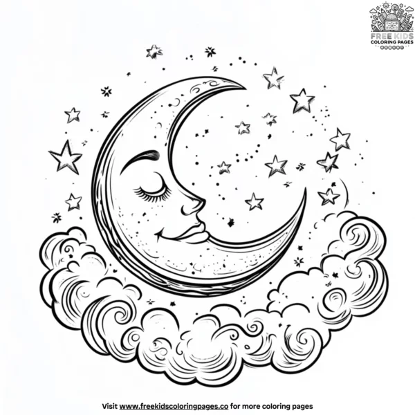 Sleepy moon coloring pages