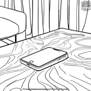 Smartphone on a coffee table coloring pages