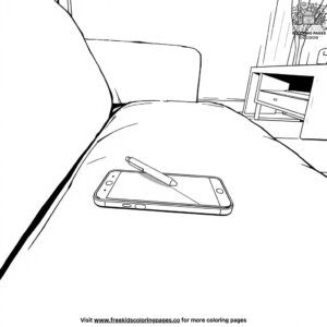 Smartphone on a sofa with a pen coloring pages