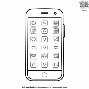 Smartphone with app icons coloring pages