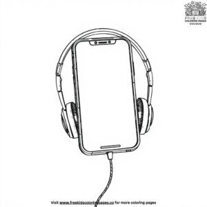 Smartphone with headphones coloring pages